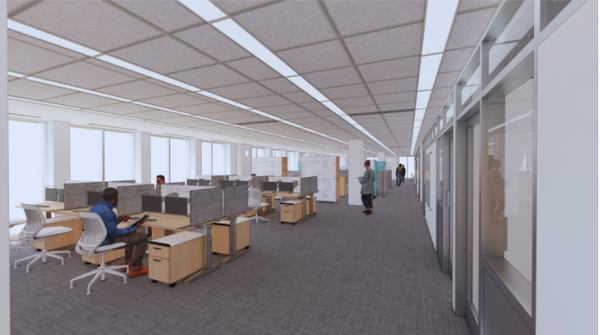 Allen Library conceptual design showing work areas
